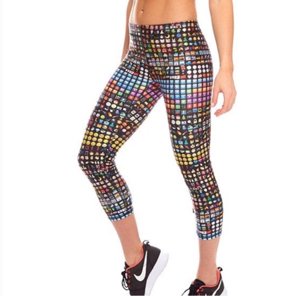 Terez Colorful Emoji Mid Calf Leggings - Size S